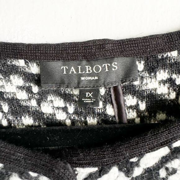 Talbots Wool Blend Sweater Coat Jacket Hidden Snap Buttons Houndstooth Style 1X - Picture 3 of 13
